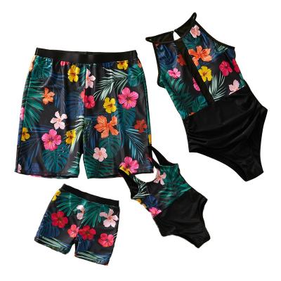 China Julysand Breathable Colorful Swimsuit Matching Family Swimwear One Piece Stripped Family Set Swimwear for sale