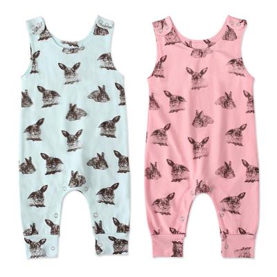 China Polyester/Cotton 6470 Newborn Toddler Overalls Outfits Girls Clothes Cute Sleeveless Rompers 0-24M Infant Kids Boys Rabbit Baby Easter Jumpsuits for sale