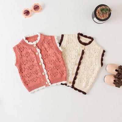 China 5996 Kids Breathable Baby Knit Cardigan Autumn Winter Coat Toddler Embroidered Jacket Sleeveless Vest Sweater Clothes Cardigan for sale