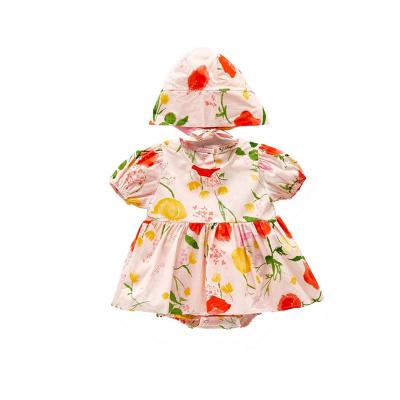 China Jumpsuit Soft Clothes 3008 Baby Summer Baby New Flower Print Clothes Romper Princess Dress Romper Baby Soft Jumpsuit for sale