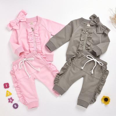 China 2554 2pcs Toddler Casual Baby Long Sleeve Pink T-shirt+Trousers Outfits Kids Spring Autumn Clothes Set For Toddler Girl 1-5 Years Old for sale