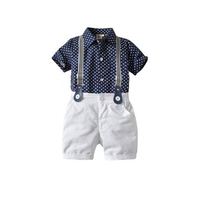 China Casual Wholesale Little Boys Wear Set Bow Ties Shirts + Suspenders Pants Jeans Kids Boy Clothing Outfits Suits Sets for sale