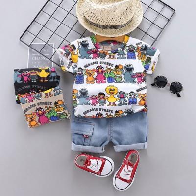 China Sesame Street casual short sleeve new children's two-piece suit baby boy set baby boy lyc-2817 shorts summer for sale