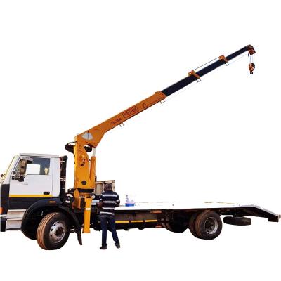 China TRUCK CRANE 6 Ton BOB LIFT Hydraulic Telescopic Boom Arm Crane Flat Deck Truck Mini Crane for sale