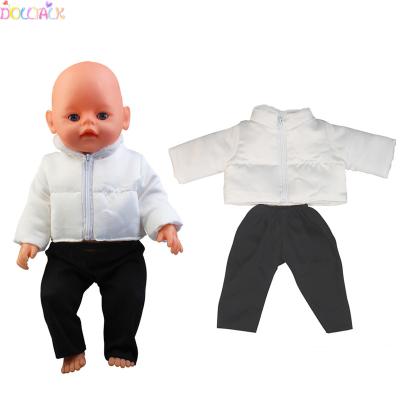 China Doll Clothes Amazon Fashion 18 Inch Doll Reborn Winter Cotton White Clothes Black Gaiters Casual Jackets To Suit Doll Clothes for sale