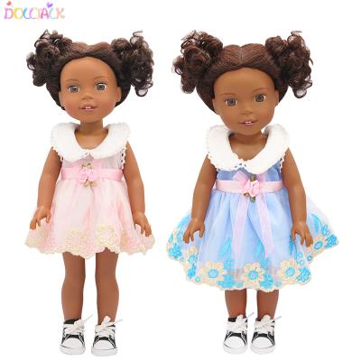 China Cartoon Toy Amazon Hot Sell 14 Inch Handmade Collar Flower Doll Embroidery Sleeveless Dress for sale