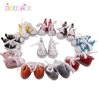 China Doll shoes factory direct doll accessories 5 cm American doll shoes girls canvas shoes for sale