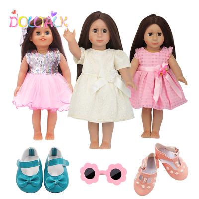 China Amazon Hot18-inch Doll Clothes American Doll Party Exquisite Princess Dress Skirt + PU Shoes + Accessories Glasses for sale