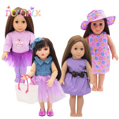 China Doll Clothes 4 Sets For 18 Inch Doll Classic Doll Clothes American Belle Style Different Purple Skirt for sale