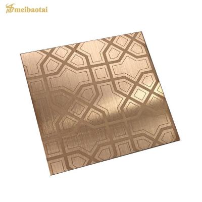 China Mirror Rose Gold Finish 304 201 Stainless Steel Sheet Elevator Plate for sale