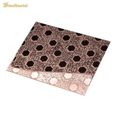 China 0.95mm Thickness Elevator Stainless Steel Sheet Gold Rose Polished Finish Etching for sale