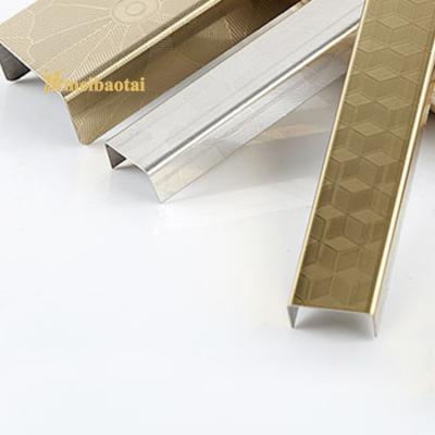 China 10FT Stainless Steel Tile Trim Embossed Etched PVD Color SS U Profile for sale