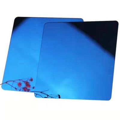 China 4*8FT Blue Mirror Pvd Color Coating Hoja de acero inoxidable Placa de decoración en venta