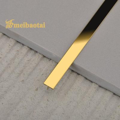 China Sustainable Stainless Steel Tile Trim 20mm PVD Gold Mirror SS T Trim for sale