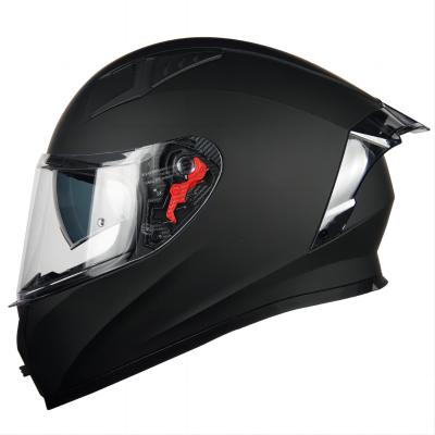 China Double Face Motorcyclre Helmet Full Face Helmet Lenses Motorcycle Black Helmet With Collar for sale