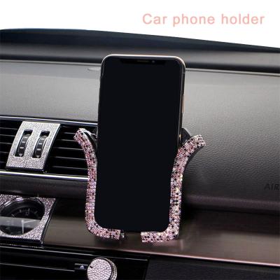 China Universal Car Phone Holder Air Vent Mount Clip Cell Crystal Rhinestone Phone Holder for sale