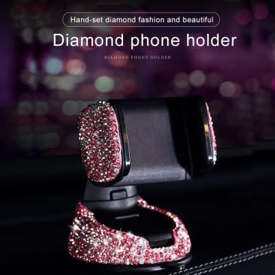 China Mobile 3 in 1 360 Degree Car Phone Holder for Car Dashboard Auto Windows and Air Vent with DIY Crystal Diamond Type for sale