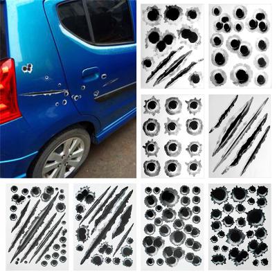 China Fashion Car Side Stickers 3D Bullet Hole Funny Decals Motorcycle Decoration Sticker Auto Car Styling For Adesivi By Automobile for sale