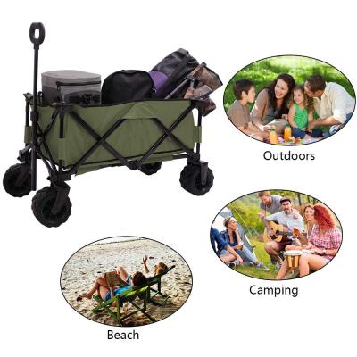 China Shopping Foldable Handcart Leisure Tables Supermarket Trolley 360 - Degree Sand Rolls Tool Beach Carts for sale