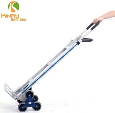 China 6 Wheel Popular Box Stair Climber Solid Hand Stairs Trolley Wheels Portable Folding Aluminum Trolley Climbing Folding for sale