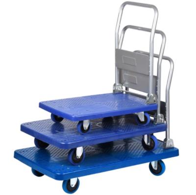 China Airport Ground Support Equipment Four Wheels 150kgs Plastic Foldable Shopping Hand Truck Platform Trolley For Warehouse for sale