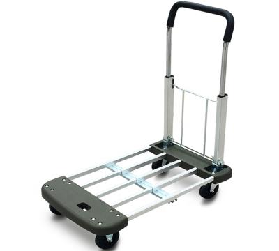 China Handcart Handle Steel Aluminum Frame Best Value Folding Hand Truck Cart With Silence 4 Wheels for sale