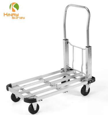 China Aluminum Tools Platform Hand Truck 6 Wheels Telescoping Portable Push Pull Trolley Hand Cart ph150 for sale