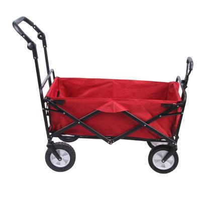 China Handcart 2 Handles Collapsible Pull and Push Camping Cart Canvas Folding Caddy Cart with Beach Wheel for sale