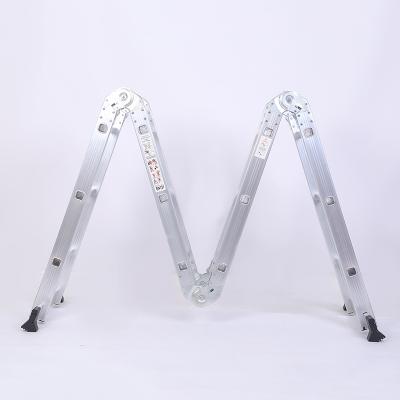 China Blue Folding Ladders And Silver Telescopic Ladder 4*4 Step Locking Hinges Multifunctional Aluminum Step Ladder for sale