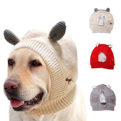 China Viable Dog Winter Hat Plush Wind Cap Dog Warm Knitted Rabbit Ear Hats for sale