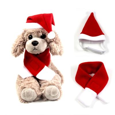 China Stocked Wholesale Christmas Pet Party Dog Hat With Scarf-Christmas Costume Set for sale