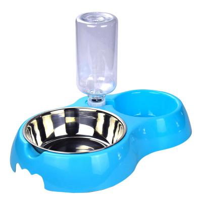 China Small Animals Dog Cat Water And Food Double Bowl With Automatic Water Dispenser for sale