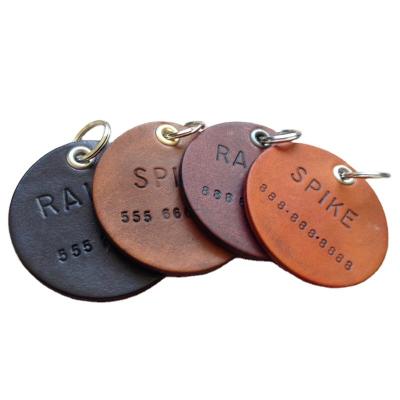 China Personalized Pet Collar Tag Personalized Real Pet Dog Leather Custom Collar Anti-lost ID Tag for sale