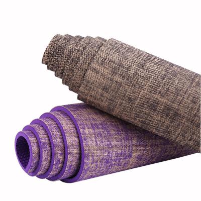 China PVC and Custom Printed Jute Yoga Mat Pilates Mat Natural Fiber Anti Slip Jute Home Exercise Yoga Mat for sale