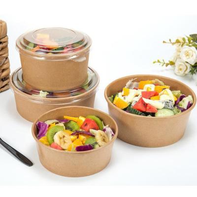 China Wholesale Stain Packed Hot and Sour Powder Soup Bowl Wrapping Paper Disposable Bowl Biodegradable Thickened Round Salad Snack Bowl Takeaway for sale