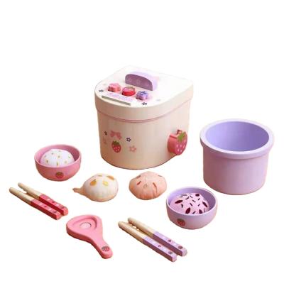 China Kitchen Toys Set New Release Japanese Style Pink Large Wooden Kitchen Play Set Wooden Kitchen Set for sale