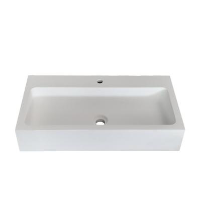 China PAGE Eco-friendly Caststone Resin Rectangle Cabinet Wash Hand Basin Bathroom Sink Artificial Stone Wall Hung Or Counter Mounted for sale