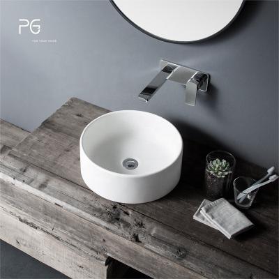 China Eco-friendly Modern Solid Caststone PAGE Countertop Bathroom Vanity Countertop Basin Bathroom Sinks Artificial Stone Sinks for sale