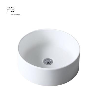 China Eco-friendly Modern Round Compound Bathroom Sink PG Caststone Stone Countertop Basin Bathroom Solid Outdoor Vessel Sink for sale