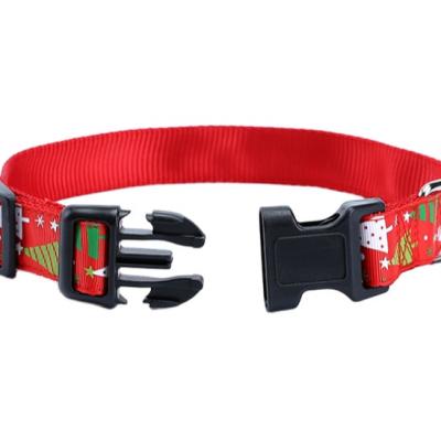 China Pet Leisure Factory New Polyester Collar Wholesale Nylon Thermal Transfer Small And Medium Pet Supplies Adjustable Dog Collar for sale