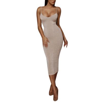 China Washable Professional Summer Knitted Women Sleeveless Elegant Casual Long Bodycon Dresses for sale