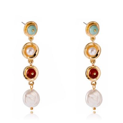 China Handmade FASHIONABLE pearl and round natural stone tassel earrings for sale