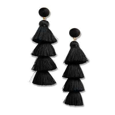 China Handmade BOHEMIA Tassel Earrings Tiered Wire Tassel Dangle Earrings Multi Colors for sale