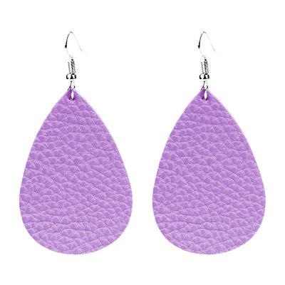 China FASHIONABLE Leather Petal Earrings Teardrop Handmade Faux Leather Stud Earrings For Women for sale