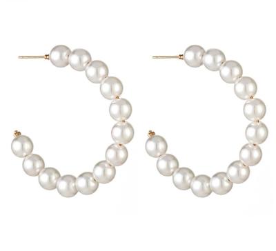 China TRENDY Pearl Circle Earrings For Women Fashion Dangle Hypoallergenic Layer Earrings for sale