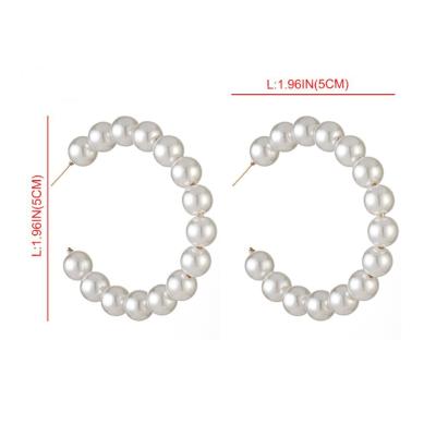 China TRENDY pearl circle earrings for women fashion delicate baroque pearl earrings for sale