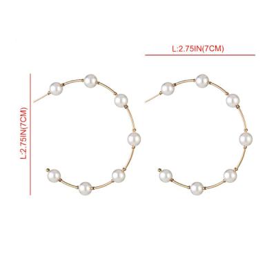 China BOHEMIA Pearl Circle Earrings For Women Lightweight Pearl Drop Earrings for sale