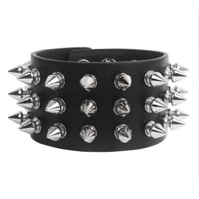 China New Design Men's Alloy Bolt Cuff Punk Leather Bracelet Bangle For Men And Women for sale