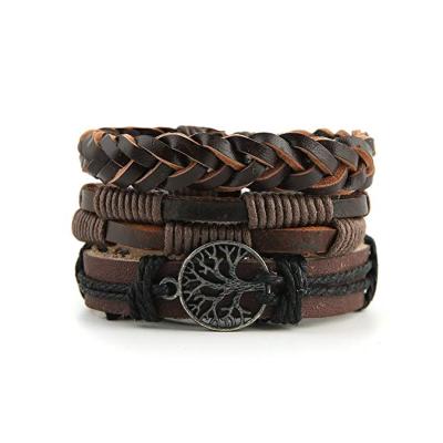 China Vintage Brown Wrap Bracelets Tribal Leather Bracelets For Men for sale