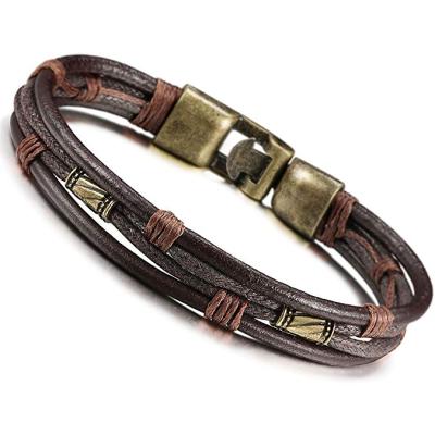 China Punk Vintage Wrist Band Brown Rope Bracelet Leather Bracelet For Men for sale